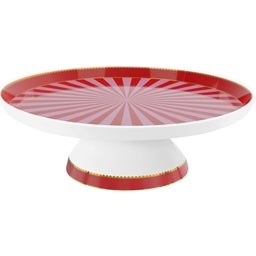 Pip Studio Love Birds Striped Cake Plate, 24 cm - Red/Pink