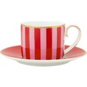 Love Birds Striped Espresso Cup & Saucer, Red/Pink (125 ml)