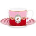 Love Birds Cappuccino Cup & Saucer, Red/Pink (200 ml)