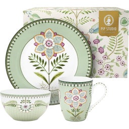Pip Studio Frühstücks-Set Lily & Lotus, 3-teilig - Hellgrün