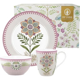 Pip Studio Lily & Lotus - Set Desayuno de 3 Piezas - Violeta