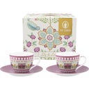 Lily & Lotus Espresso Cups & Saucers - Set of 2, Purple (120 ml)