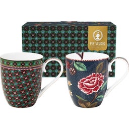 Pip Studio Berry Blues Mugs - Set of 2 - XL