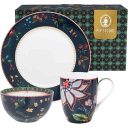 Pip Studio 3-teiliges Frühstücksset Berry Blues - 1 Set