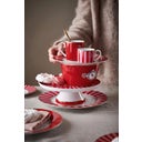 Pip Studio Love Birds Striped Cake Plate, 24 cm - Red/Pink