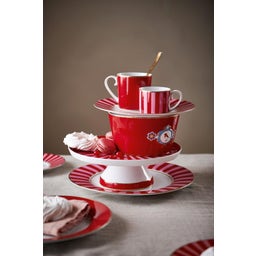 Pip Studio Love Birds Striped Espresso Cup & Saucer - Red/Pink