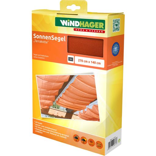 Windhager Sun Sail Rope-Pull Awning 2.7 x 1.4 m - Terracotta