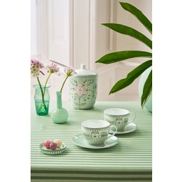 Tassen & Untertassen 2er-Set Lily & Lotus - Hellgrün