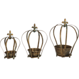 Esschert Design Aged Metal Crown Planter Set of 3