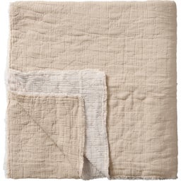 IB Laursen Bedspread with Chequered Stitching - Nature / Offwhite