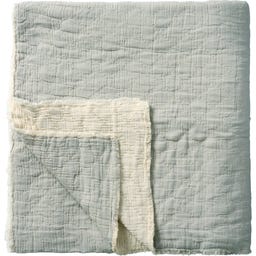 IB Laursen Bedspread with Chequered Stitching - Light blue / off-white