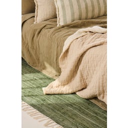 IB Laursen Bedspread with Chequered Stitching - Nature / Offwhite