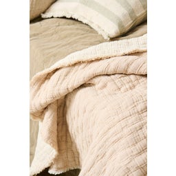 IB Laursen Bedspread with Chequered Stitching - Nature / Offwhite