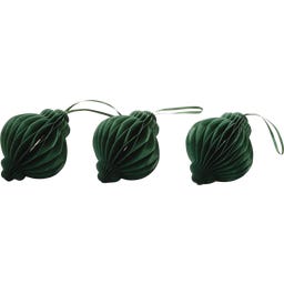 Decoración Colgante de Papel - 10 cm, Set de 3 unidades - Verde oscuro