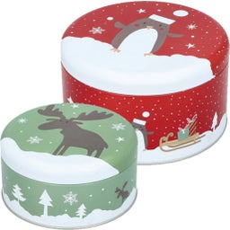Gebäckdosen Set Weihnachtstiere klein & rund - 1 Set