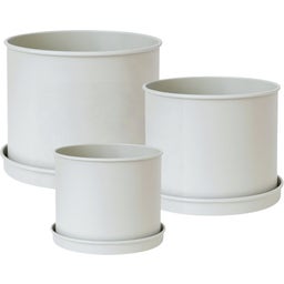Vasi in Metallo con Sottovaso - Set di 3 Pezzi - Greige