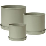 Livlig Planter with Saucer, Set of 3, Metal