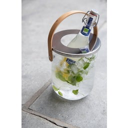Lanterne en Verre avec Poignée en Bois Nature - 1 pcs