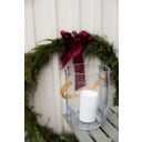 Lanterne en Verre avec Poignée en Bois Nature - 1 pcs