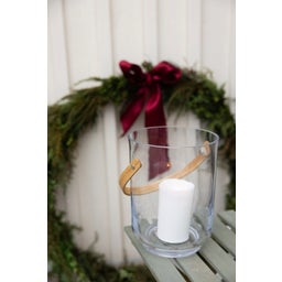 Lanterne en Verre avec Poignée en Bois Nature - 1 pcs