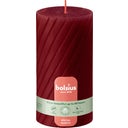 Geribbelde Rustieke Stompkaars - 13/6,8cm, Delicaat rood