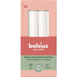 bolsius Essentials - Candele a Stelo (8 Pezzi) - bianco nuvoloso
