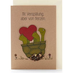 Tarjeta de Felicitación con Flores - “Tarde, pero de Corazón” - 1 ud.