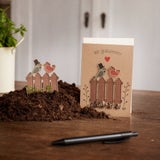 Grußkarte mit Saatstecker "Vogelhochzeit"