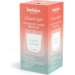 bolsius CleanLight Candle Refills, 2-piece set - Cypress & Amber