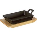 Poêle de Service Carrée BBQ avec Planche en Bois - 1 pcs