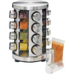 Round Stainless Steel Spice Rack, 16 Jars - 1 item