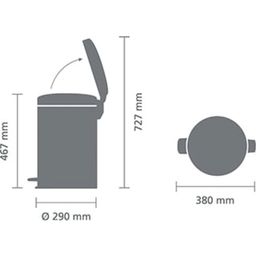 NewIcon - Pattumiera a Pedale 20 L con Inserto in Plastica - Matt Steel