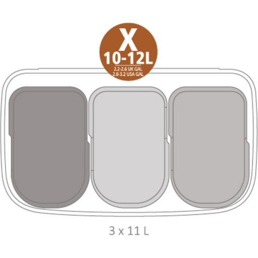Bo Touch Bin 3x11 Litre with 3 Plastic Liners - Matt Steel Fingerprint Proof