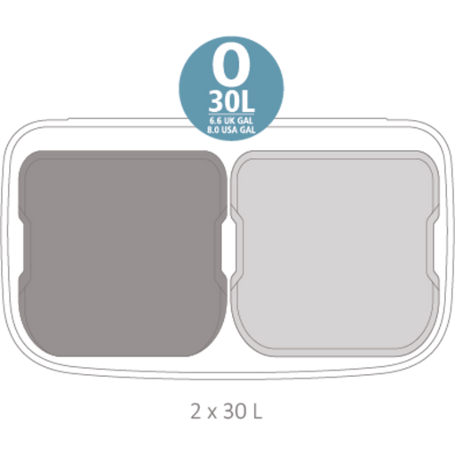Bo Touch Bin 2 x 30 L con 2 Compartimentos de Plástico - Matt Steel Fingerprint Proof