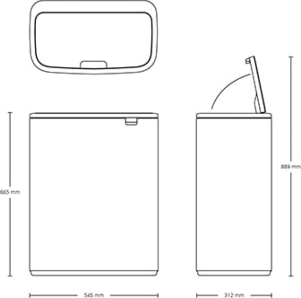 Bo Touch Bin 60 L mit 1 Kunststoffeinsatz - White