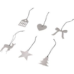 Eulenschnitt Weihnachtsbaum Anhänger Mix - 6er Set - silber