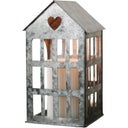 Eulenschnitt Metallhaus silber - mittel (11,5 x 11,5 x 20 cm)