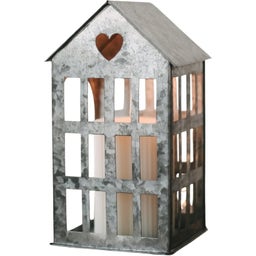 Eulenschnitt Metallhaus silber - mittel (11,5 x 11,5 x 20 cm)