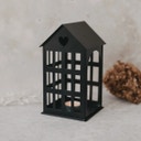 Eulenschnitt Metallhaus schwarz - mittel (11,5 x 11,5 x 20 cm)