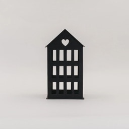 Eulenschnitt Metallhaus schwarz - mittel (11,5 x 11,5 x 20 cm)