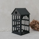 Eulenschnitt Metallhaus schwarz - mittel (11,5 x 11,5 x 20 cm)