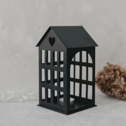Eulenschnitt Metallhaus schwarz - mittel (11,5 x 11,5 x 20 cm)