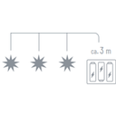 3er Fenstersternkette 9 Zacken mit Batteriefach & Timer ⌀ 11cm