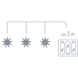 3er Fenstersternkette 9 Zacken mit Batteriefach & Timer ⌀ 11cm