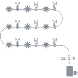 Ghirlanda con 9 Stelle a 9 Punte con Trasformatore e Timer Ø 11 cm