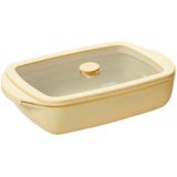 Bandeja Rectangular de Vidrio con Tapa de Vidrio y Silicona, 0,8 L