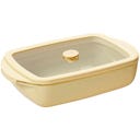 Bandeja Rectangular de Vidrio con Tapa de Vidrio y Silicona, 0,8 L - Vainilla