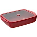 Bandeja Rectangular de Vidrio con Tapa de Vidrio y Silicona, 1,6 L - Cereza