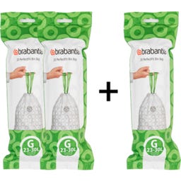 Brabantia Sacs Poubelle PerfectFit - En Rouleau - 2 +1 / 23-30L (G) - 20 pièces