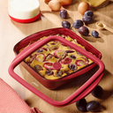 Auflaufform Glas quadratisch mit Glas-Silikon-Deckel, 1,6 L - Kirsche